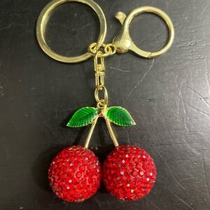 Cherry Keychain with Red Crystals